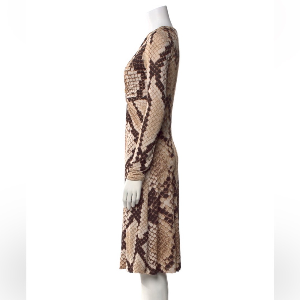 Roberto Cavalli Brown and Cream Long Sleeve Dress - Picture 2 of 3